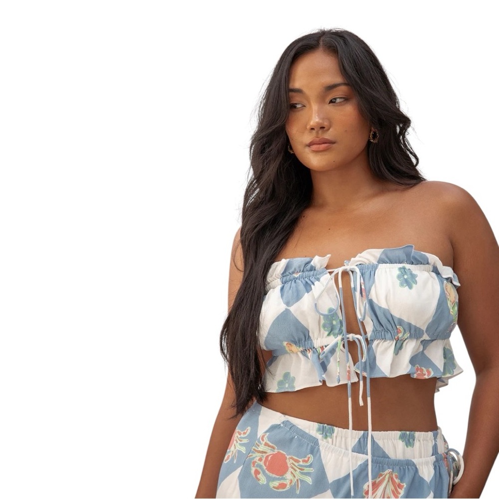 Sabo Skirt Blue and White Floral Crop Top